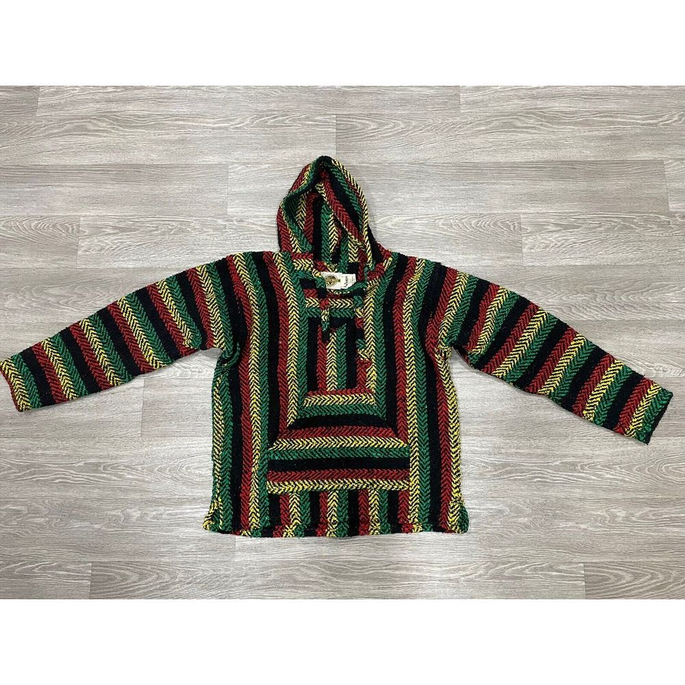 Earth Ragz Hoodie Rasta Festival Hippie Hipster Pullover Poncho Mens Size Large
